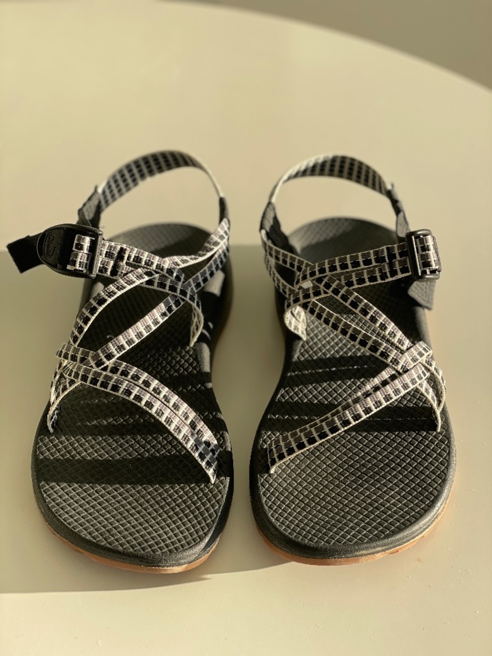 Black and White Strappy Sandals